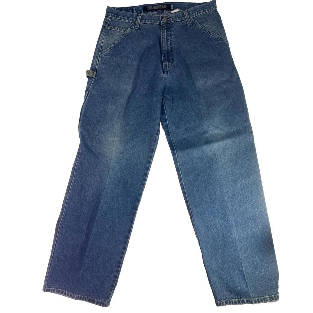 Vintage Levi Silvertab Men’s Blue Baggy Carpenter Denim jeans Size 34”X31”. - Picture 6 of 9